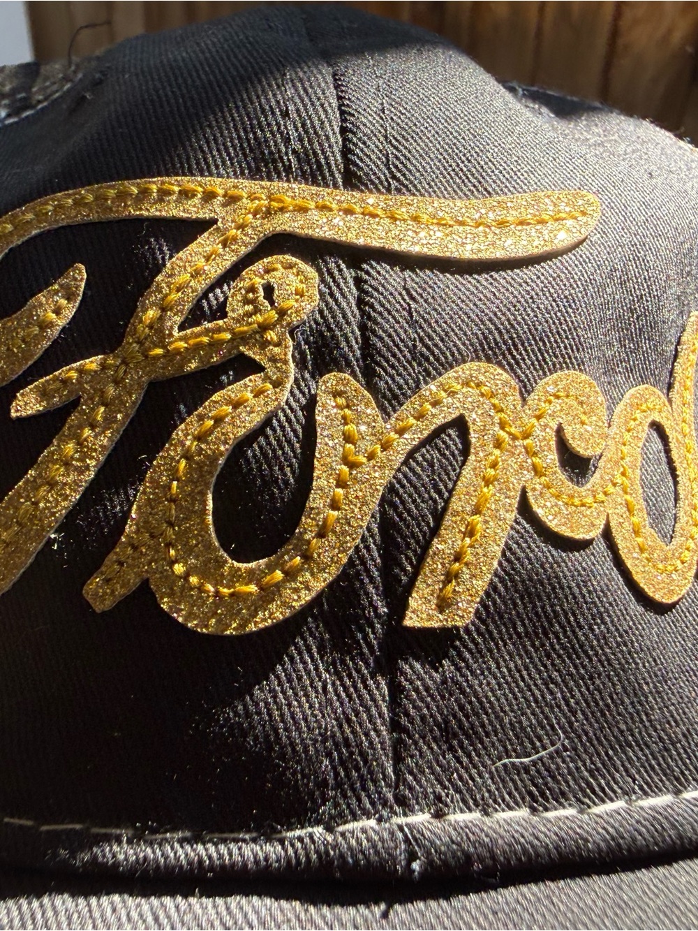 Official Ford Trucker Hat Black & Camo Gold Glitter Script Cap Adjustable OSFM